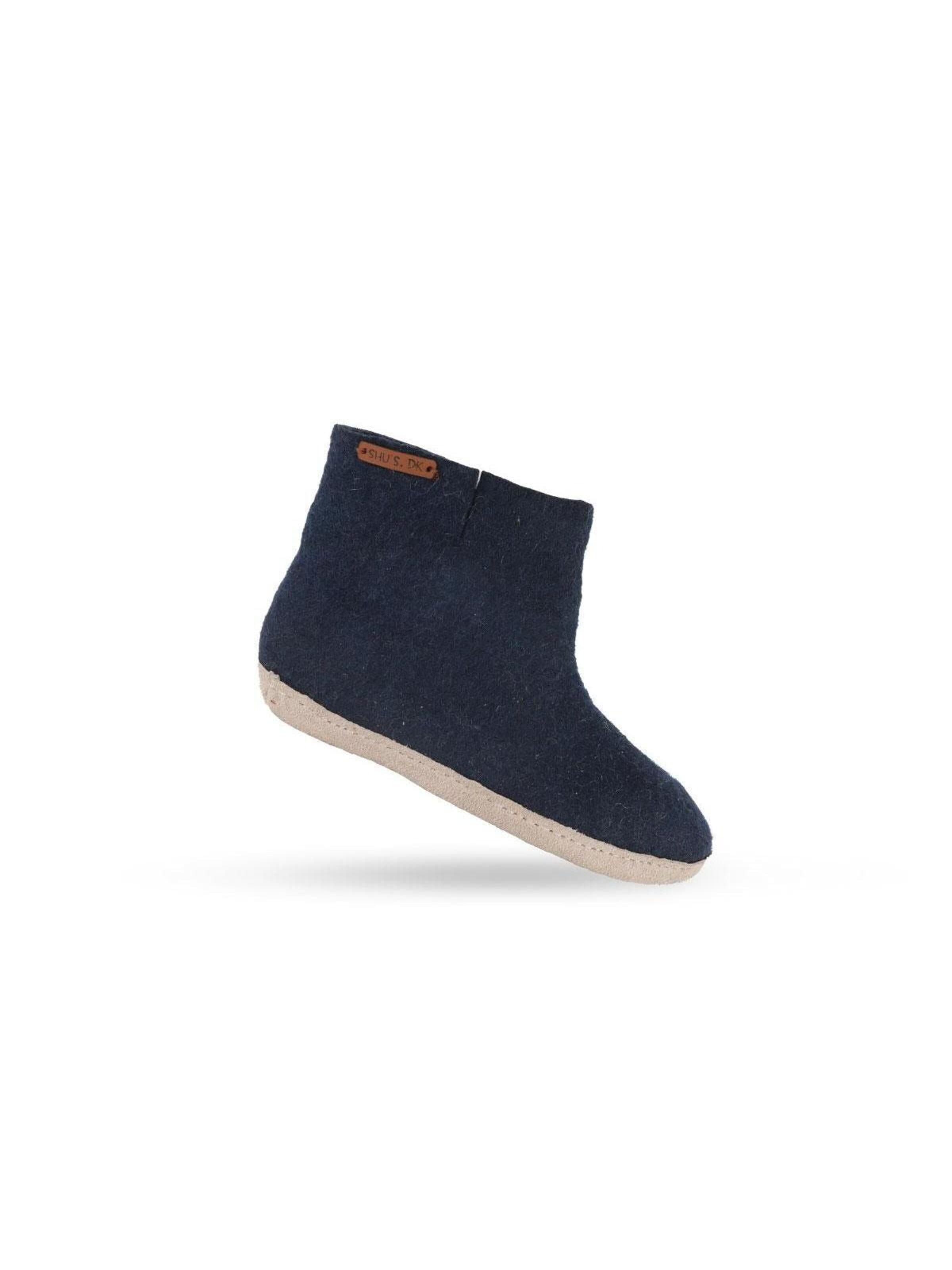 SHUS walk with nature Støvler 'Børnestøvle af uld(100% ren uld)  m/sål i skind - Dansk Design fra SHUS' i blå