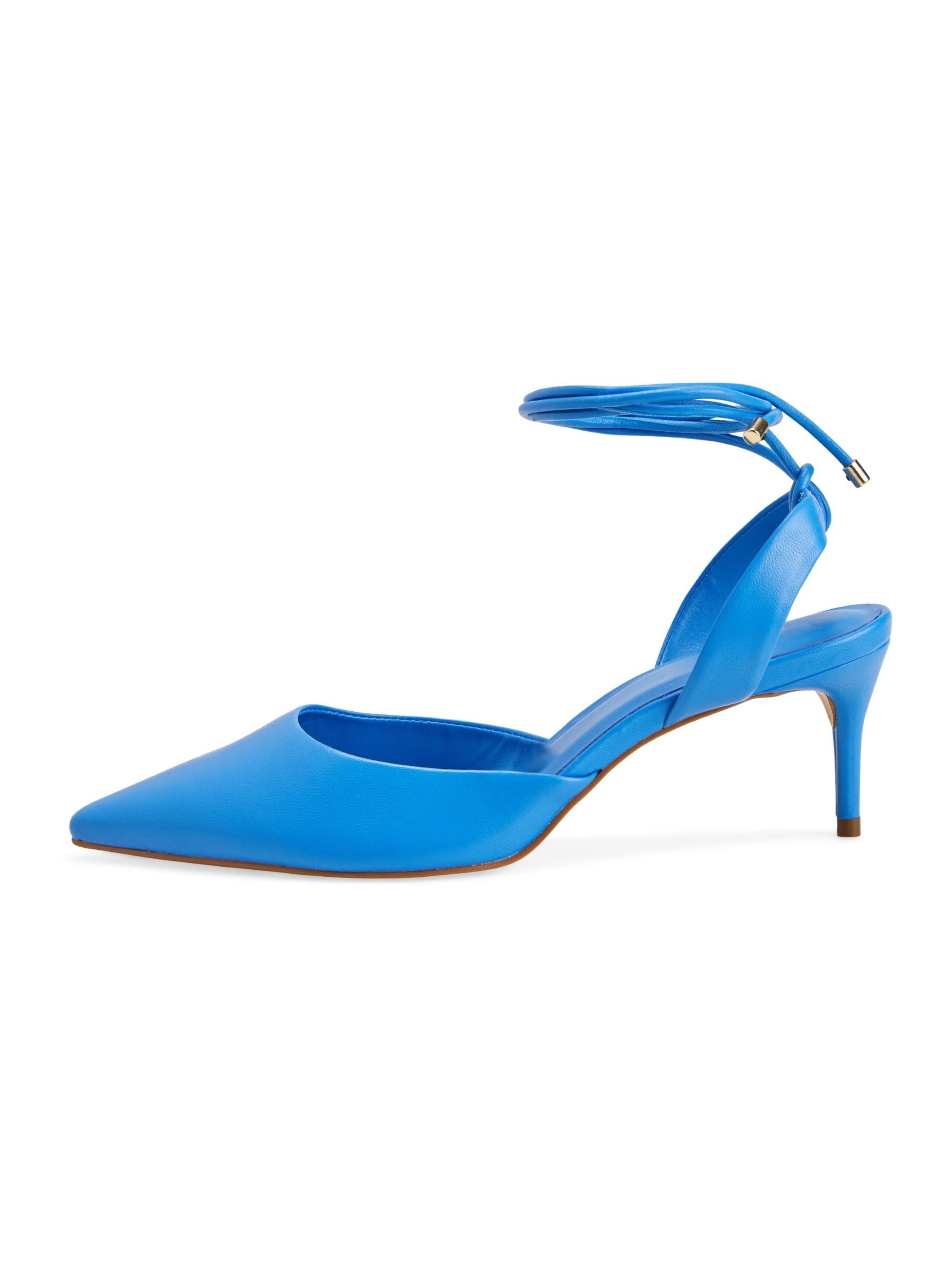 Décolleté sling 'Jaborandi Damen Slingback Pumps Leder Blau Stiletto 6,5 cm' di Mangara Atelier in blu: frontale