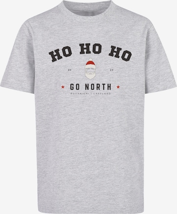 T-Shirt 'Ho Ho Ho Santa Claus' F4NT4STIC en gris : devant