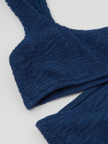 CALZEDONIA Bralette Bikini 'Crinkle Waves' in Blue