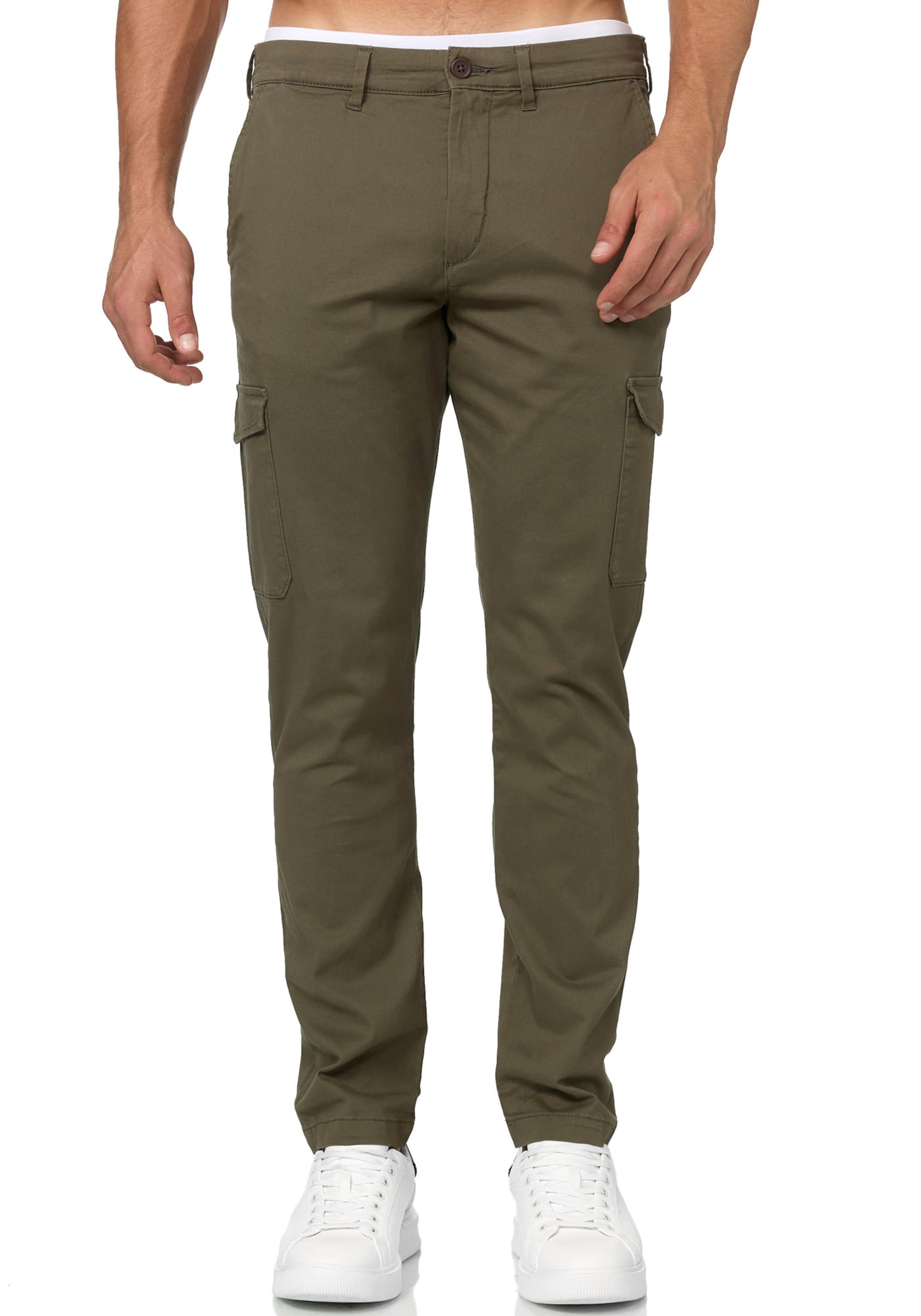 INDICODE JEANS Обычный Брюки-карго в Зеленый: спереди