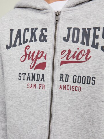 Jack & Jones Junior Sweatjacka 'Logo' i grå
