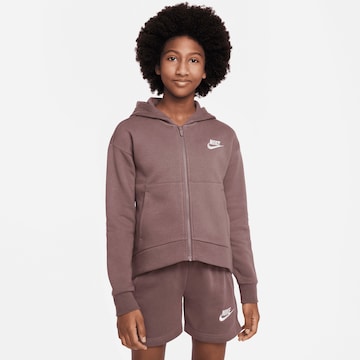 Nike Sportswear Zip-Up Hoodie in Brown: front