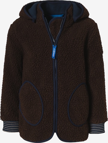 FINKID Fleece Jacket 'TONTTU NALLE' in Brown: front