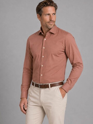 Profuomo Slim fit Overhemd 'Japanese Knitted' in Rood