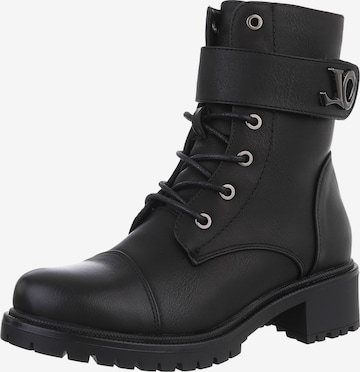 Ital-Design Schnürstiefelette in Schwarz: Vorderseite