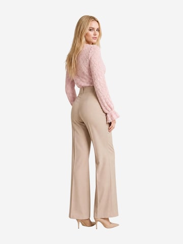 I AM Boot cut Trousers 'Pantaloni Bottoni 13669' in Beige