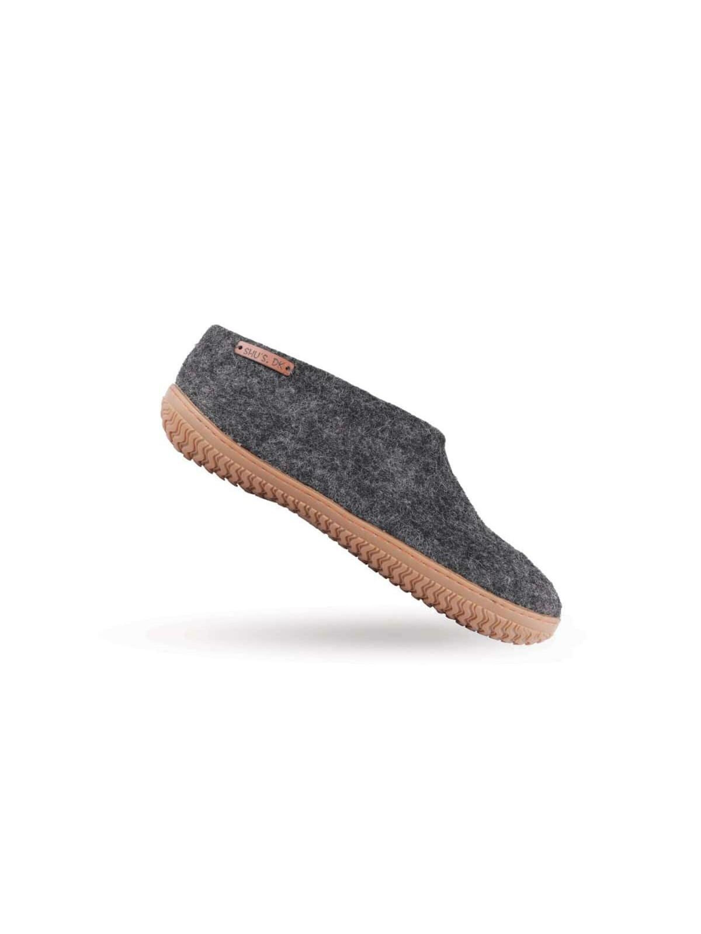 SHUS walk with nature Huisschoen 'Uldhjemmesko (100% ren uld) -m/Gummisål - Dansk Design fra SHUS' in Grijs