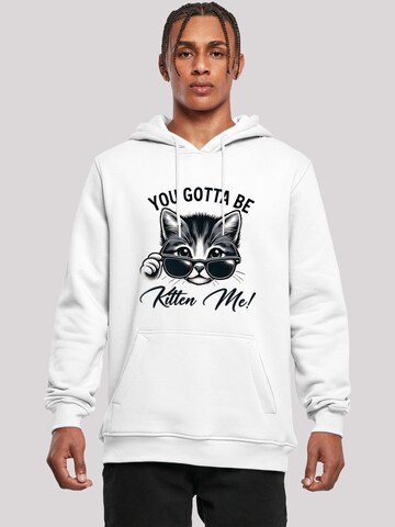 Sweat-shirt 'Kätzchen You Gotta Be Kitten Me!' F4NT4STIC en blanc : devant