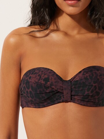 CALZEDONIA T-shirt Bikini Top 'Dark Animalier' in Brown