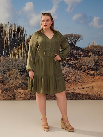 Guido Maria Kretschmer Curvy Shirt Dress 'Jula' in Green