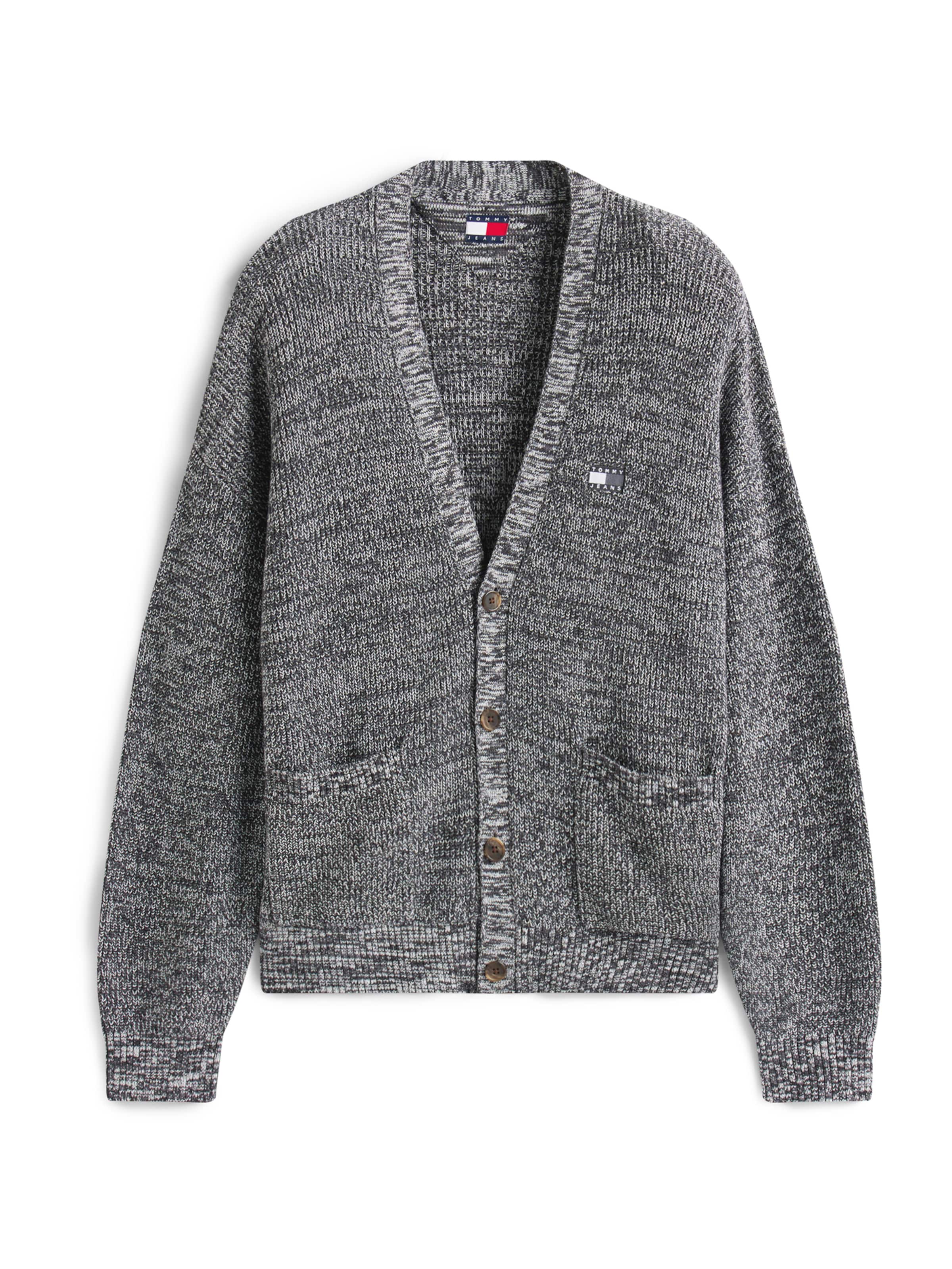 melns Tommy Jeans Adīta jaka: no priekšpuses