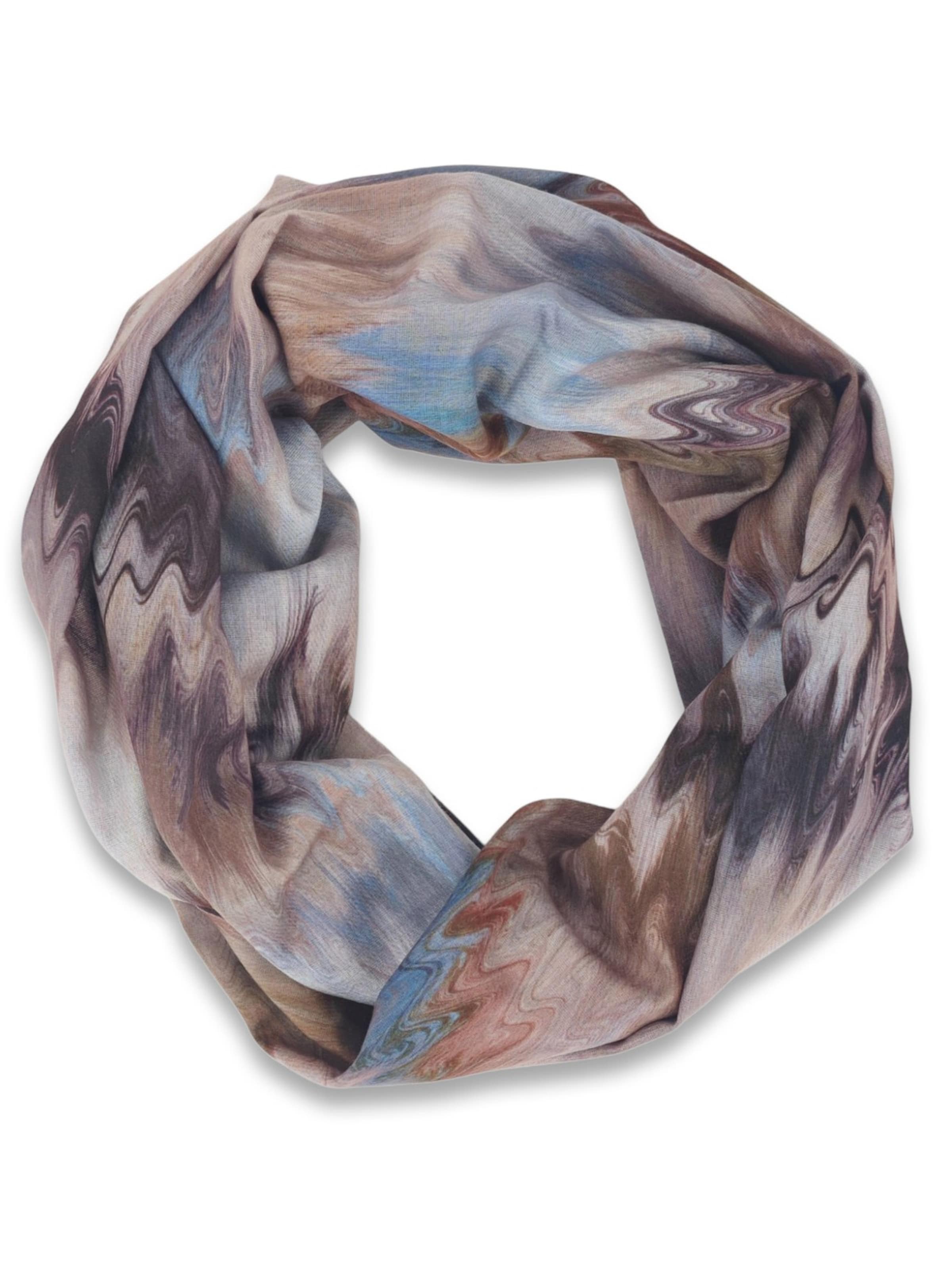 styleBREAKER Schal 'Loop Schal mit Aquarell Wellenmuster'‌‌‌ in Braun: Vorderseite