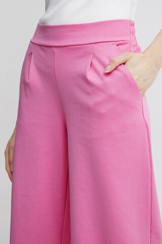 ICHI Wide leg Pleat-Front Pants 'KATE' in Pink