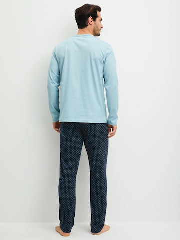 CALIDA Long Pajamas 'Relax Imprint' in Blue