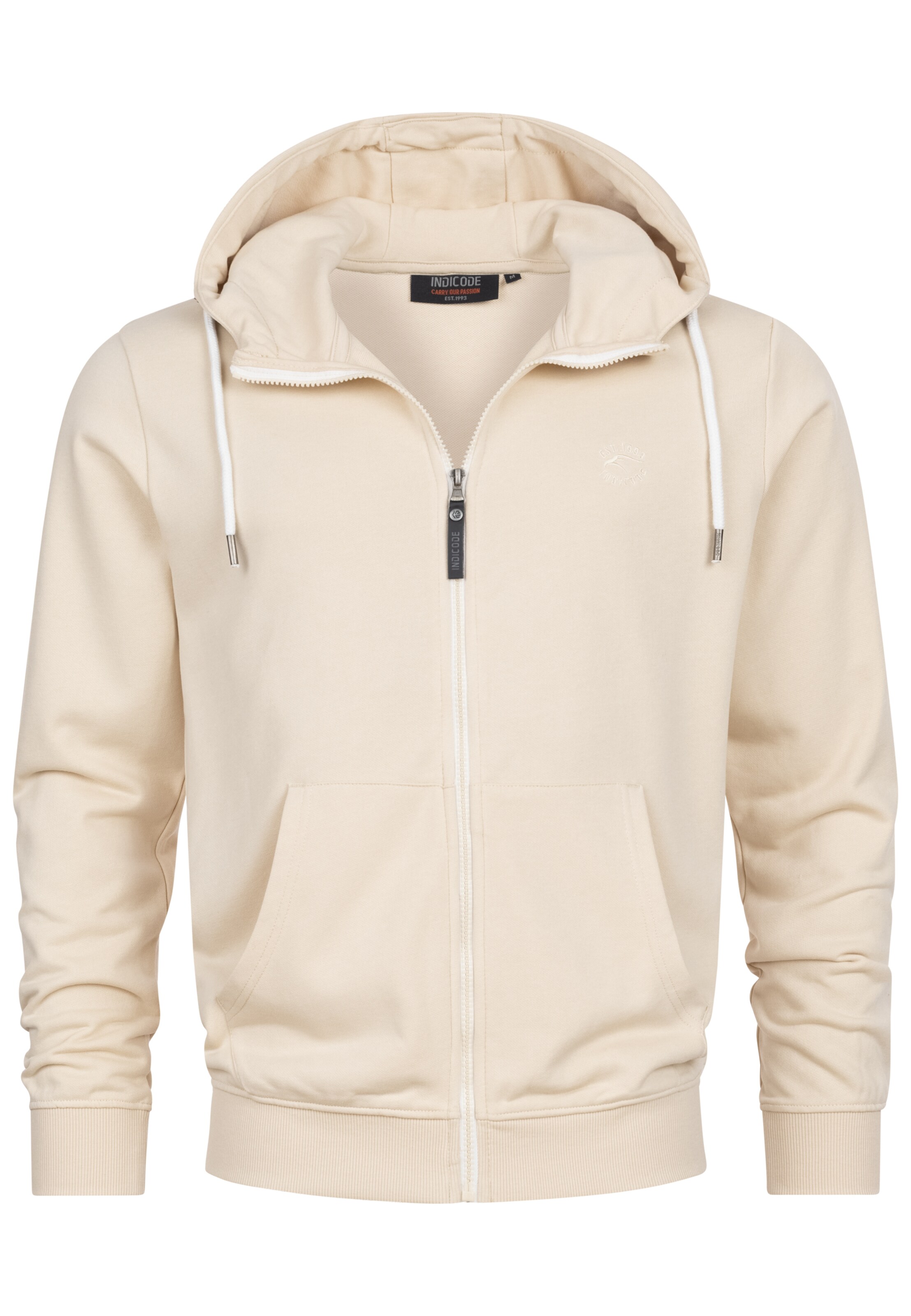 INDICODE JEANS Sweatjacke 'Christos' in Beige: Vorderseite