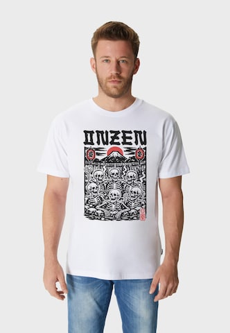 Oldskull Shirt 'Asian Onzen Skull Party Graphic' in White: front