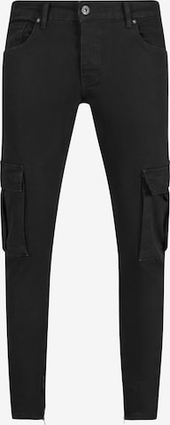 2Y Premium Slim fit Cargo Jeans in Black: front