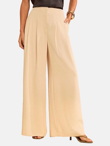 love & roses Wide leg Pleat-front trousers in Beige: front