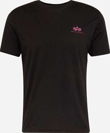 ALPHA INDUSTRIES - Ajuste regular Camiseta en negro: frente