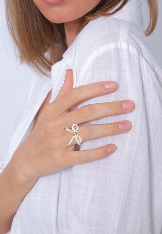 Bague 'Schleife' ELLI PREMIUM en blanc : devant