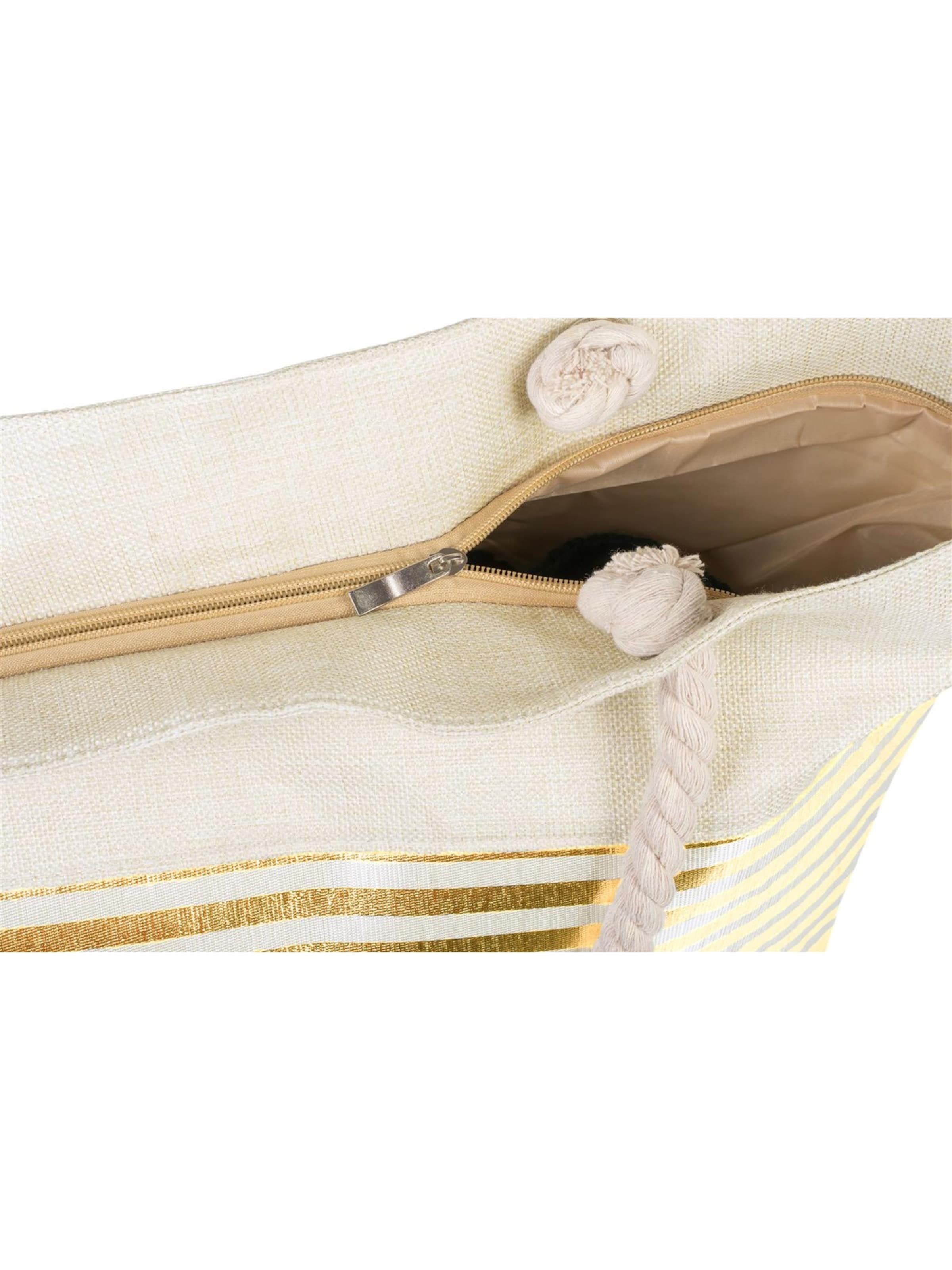 styleBREAKER Strandtasche 'Strandtasche mit metallic Streifen'‌‌‌‌‌‌‌ in Gold