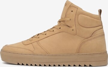 Sneaker alta di Kazar in beige: frontale