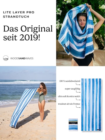 woodsandwaves Beach Towel 'Aqua Stripes' in Blue