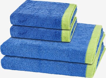 Cawö Handdoek 'Lifestyle Splash' in Blauw: voorkant