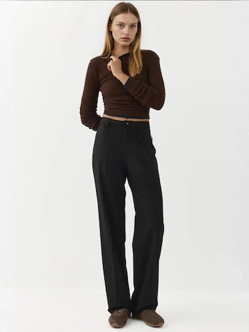 Hiccup - Perna larga Calças com vincos em preto