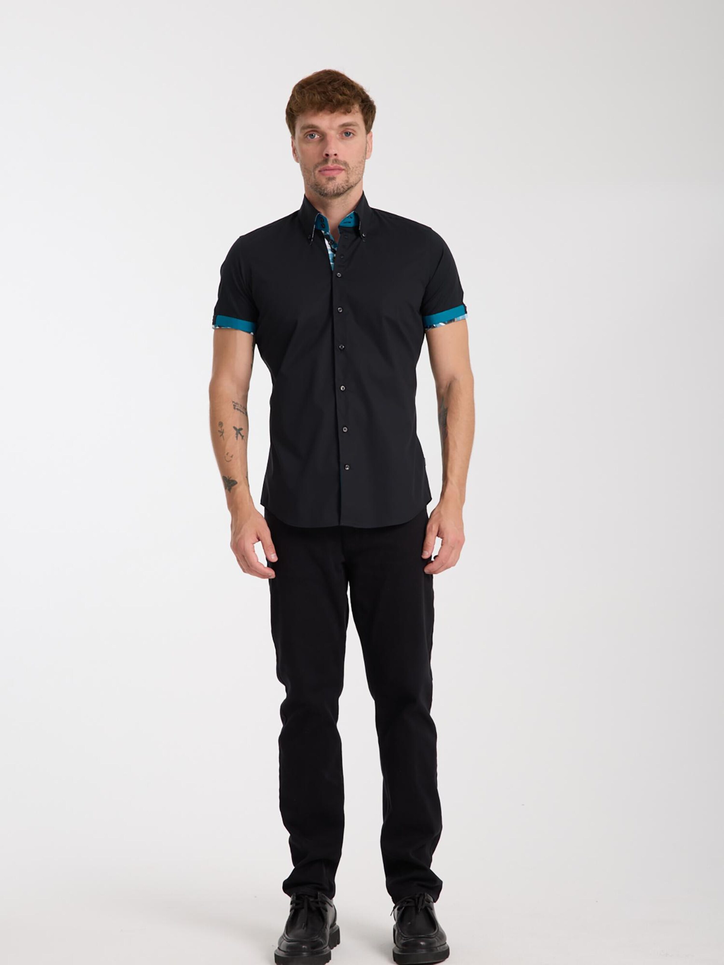 Slim fit Camicia business 'Roma' di 7Camicie in nero