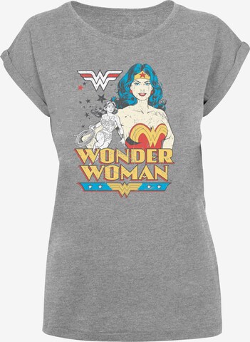 F4NT4STIC Shirt 'DC Comics Superhelden Wonder Woman Posing' in Grijs: voorkant