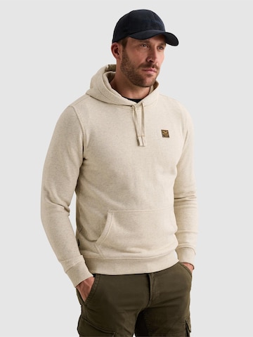 PME Legend Sweatshirt 'Hoodie with rubber badge and kangaroo pocket' i hvid: forside