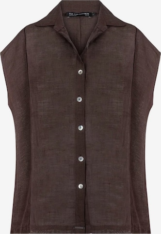 T-shirt SILK & CASHMERE en marron : devant