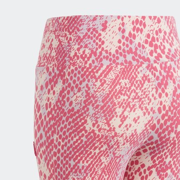 ADIDAS SPORTSWEAR Skinny Sporthose 'Future Icons Allover Print' in Pink