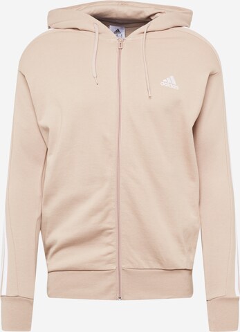 ADIDAS SPORTSWEAR Sports sweat jacket 'Essentials French Terry 3-Stripes ' in Beige: front