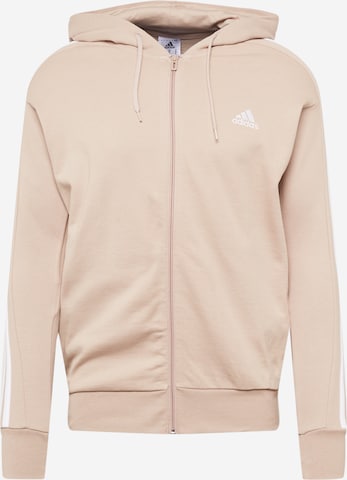 ADIDAS SPORTSWEAR Sportsweatjacke 'Essentials French Terry 3-Stripes ' in Beige: predná strana