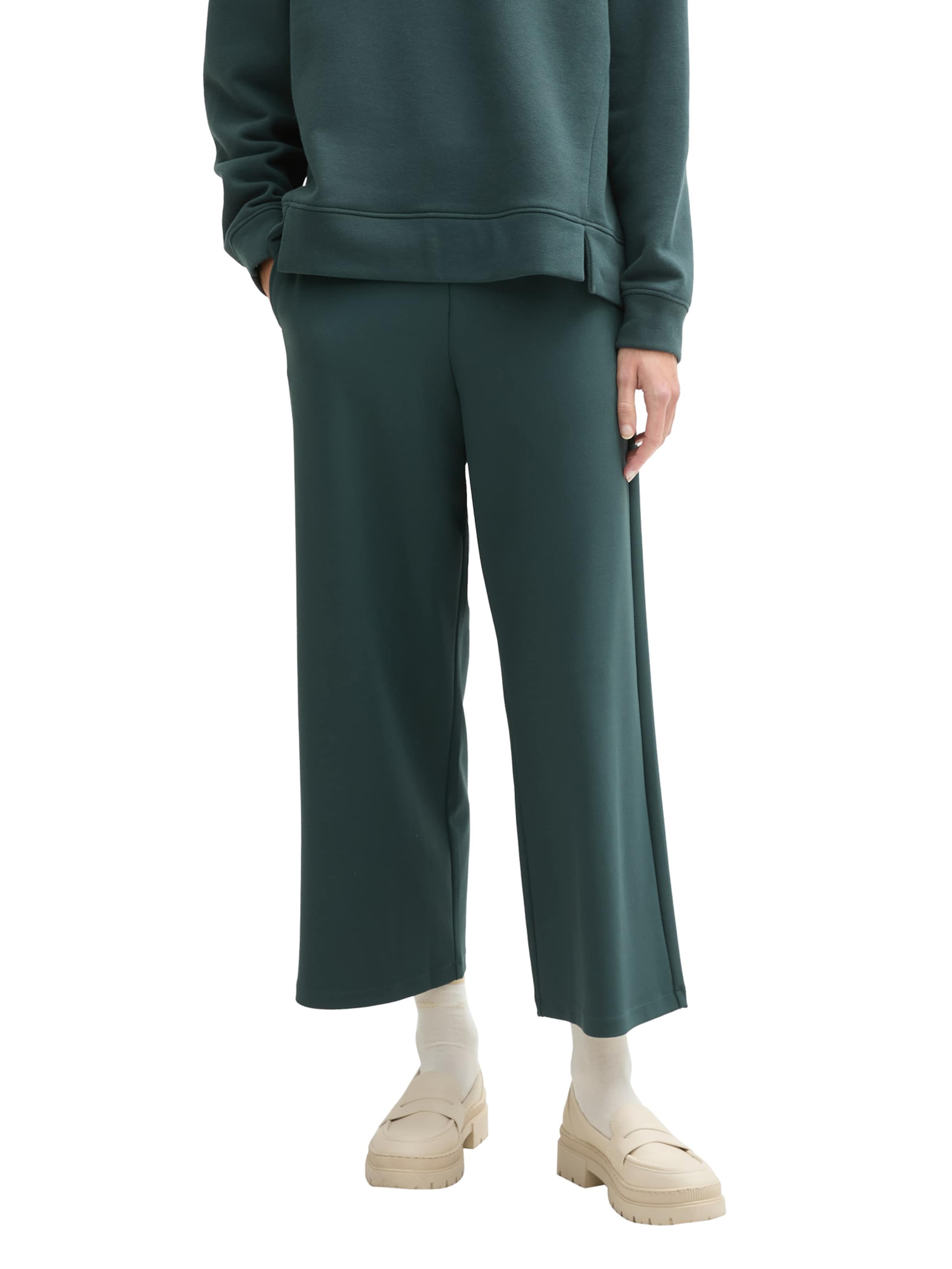 TOM TAILOR DENIM Laiad sääred Püksid, värv roheline: eest vaates