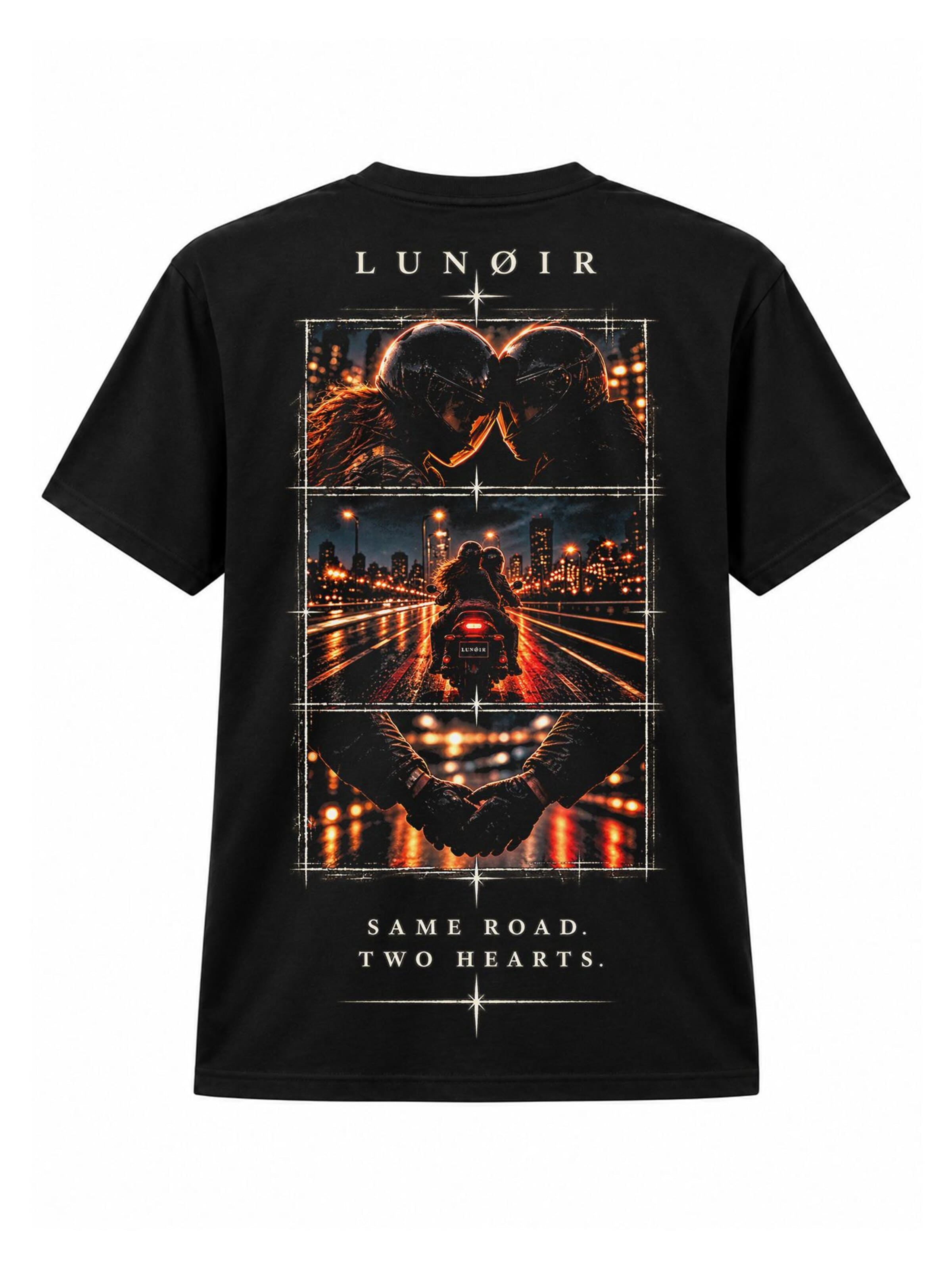 LUNØIR Studio Shirt 'Same Road Two Hearts'‌‌‌‌‌‌‌‌‌ in Schwarz: Vorderseite