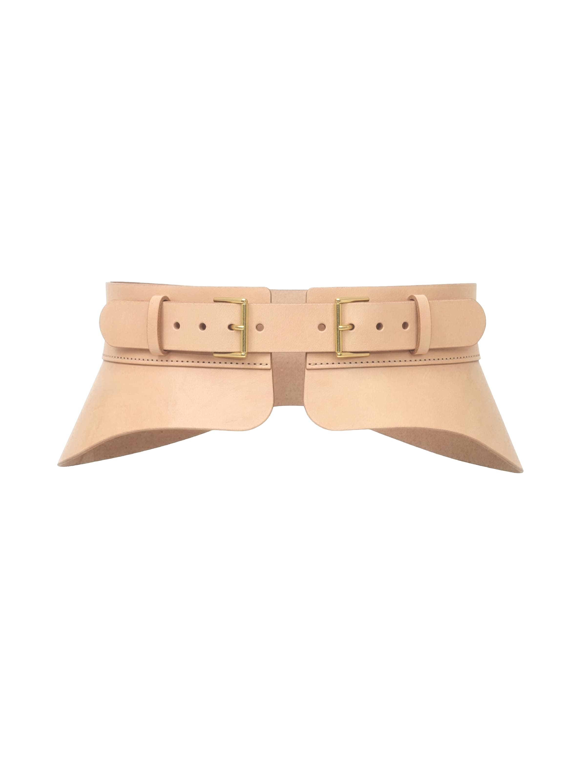 Haute Cuir - Cinturón 'Crescent Peplum Belt' en beige: frente
