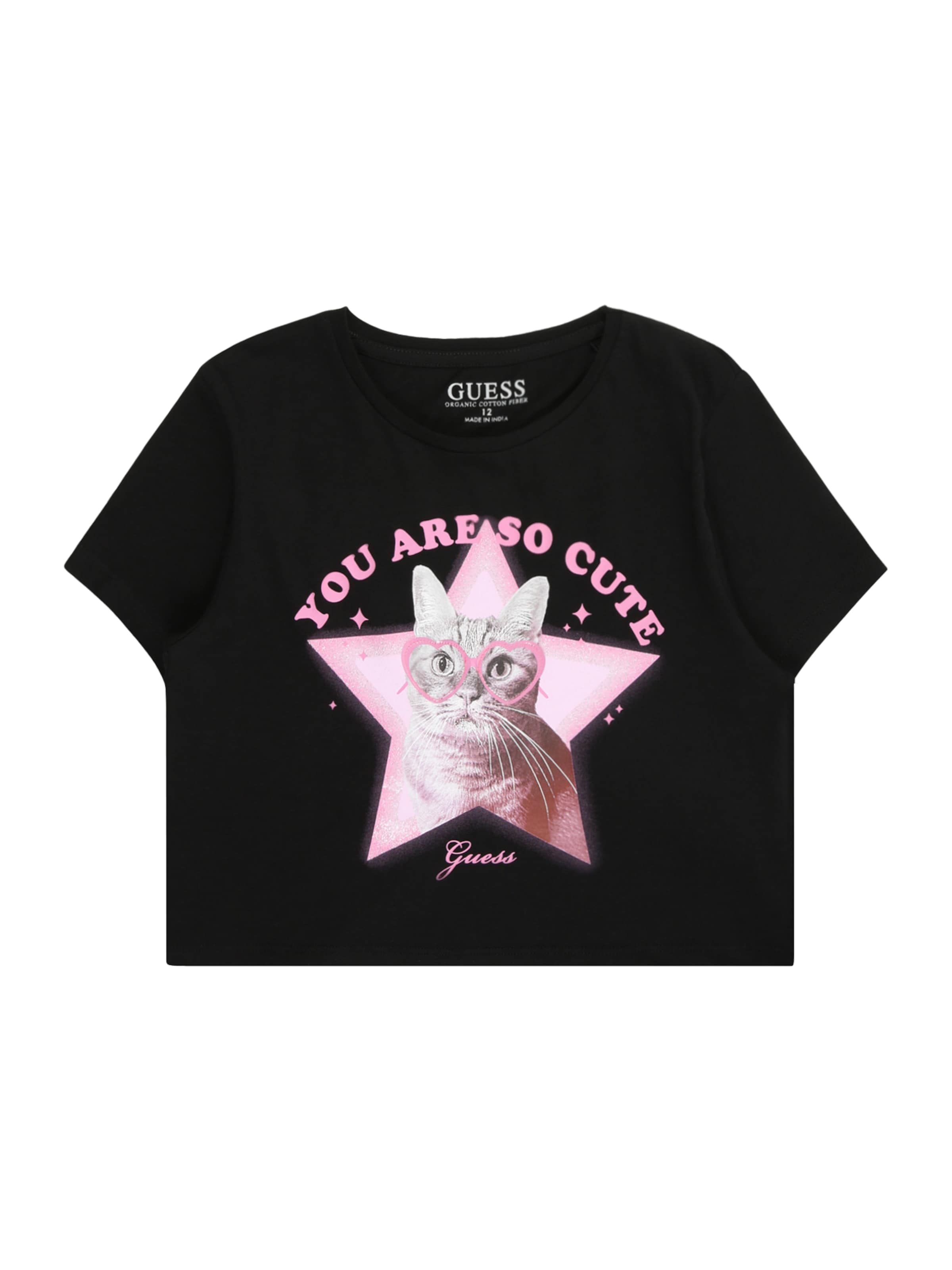 GUESS - Camiseta en negro: frente