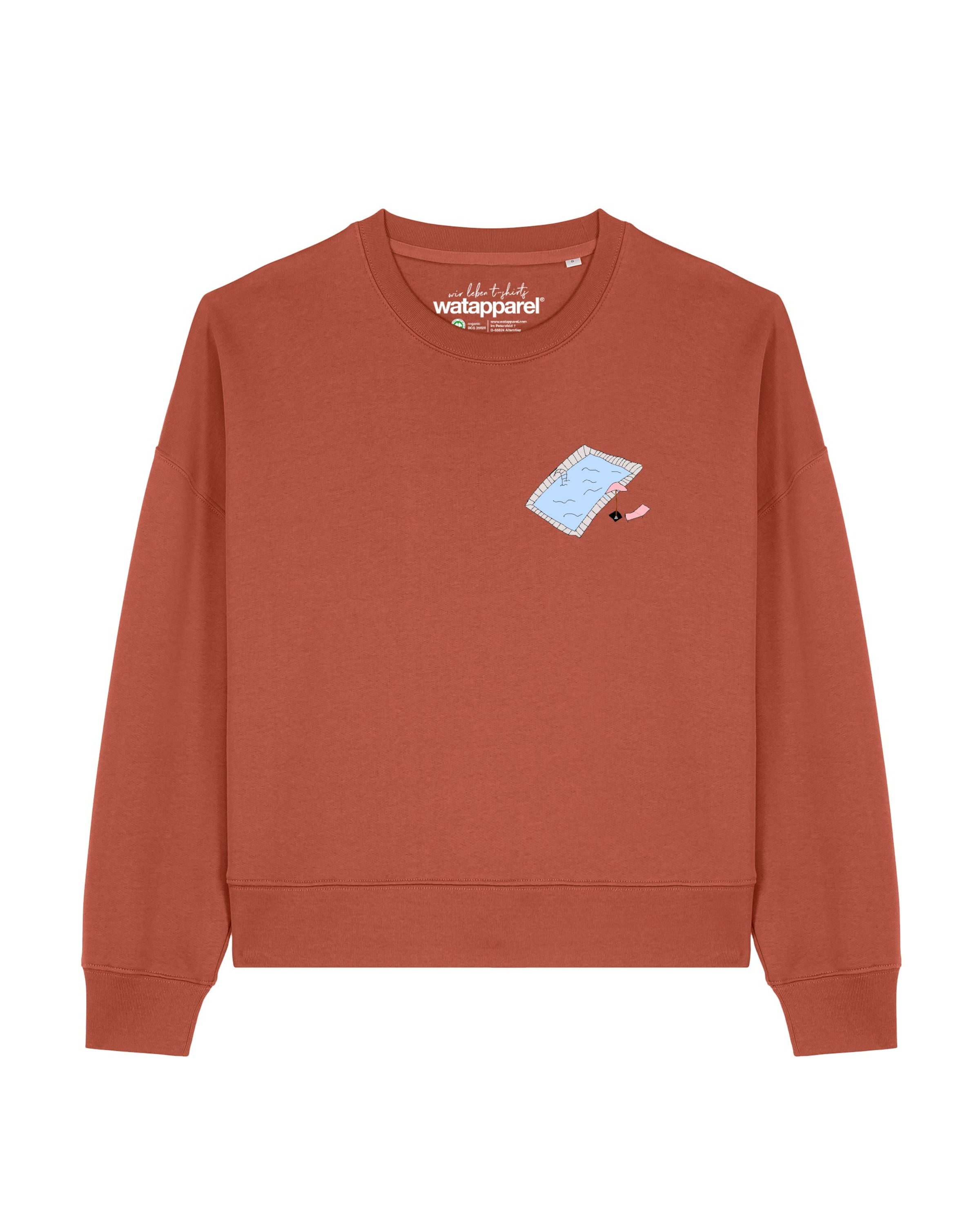 Watapparel Sweatshirt 'Swimmingpool chilling' in Brown: front