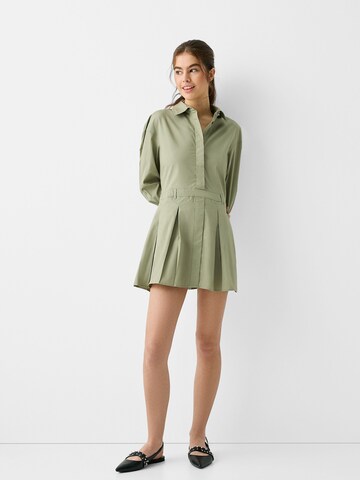 Bershka Shirt Dress in Green