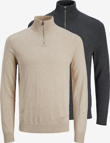 JACK & JONES Sweater 'Emil Knit' in Beige: front