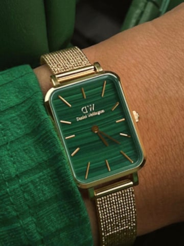 Montre à affichage analogique 'Quadro Pressed Melrose RG Green' Daniel Wellington en or