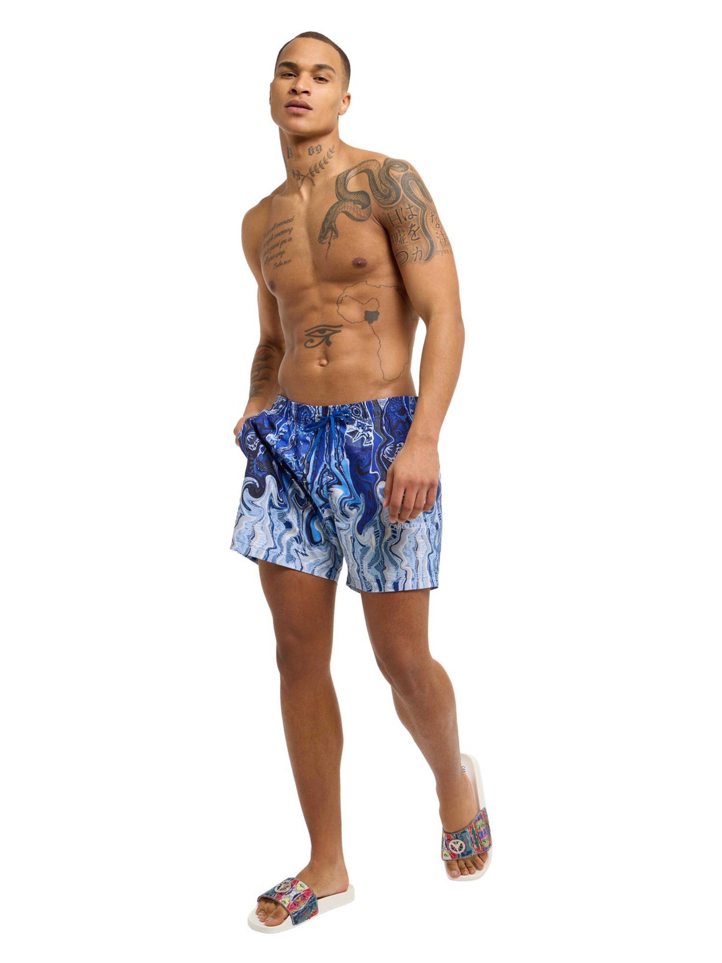 Carlo Colucci Regular Broek ' Demaku ' in Blauw