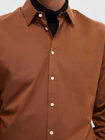 SELECTED HOMME Slim fit Button Up Shirt in Brown