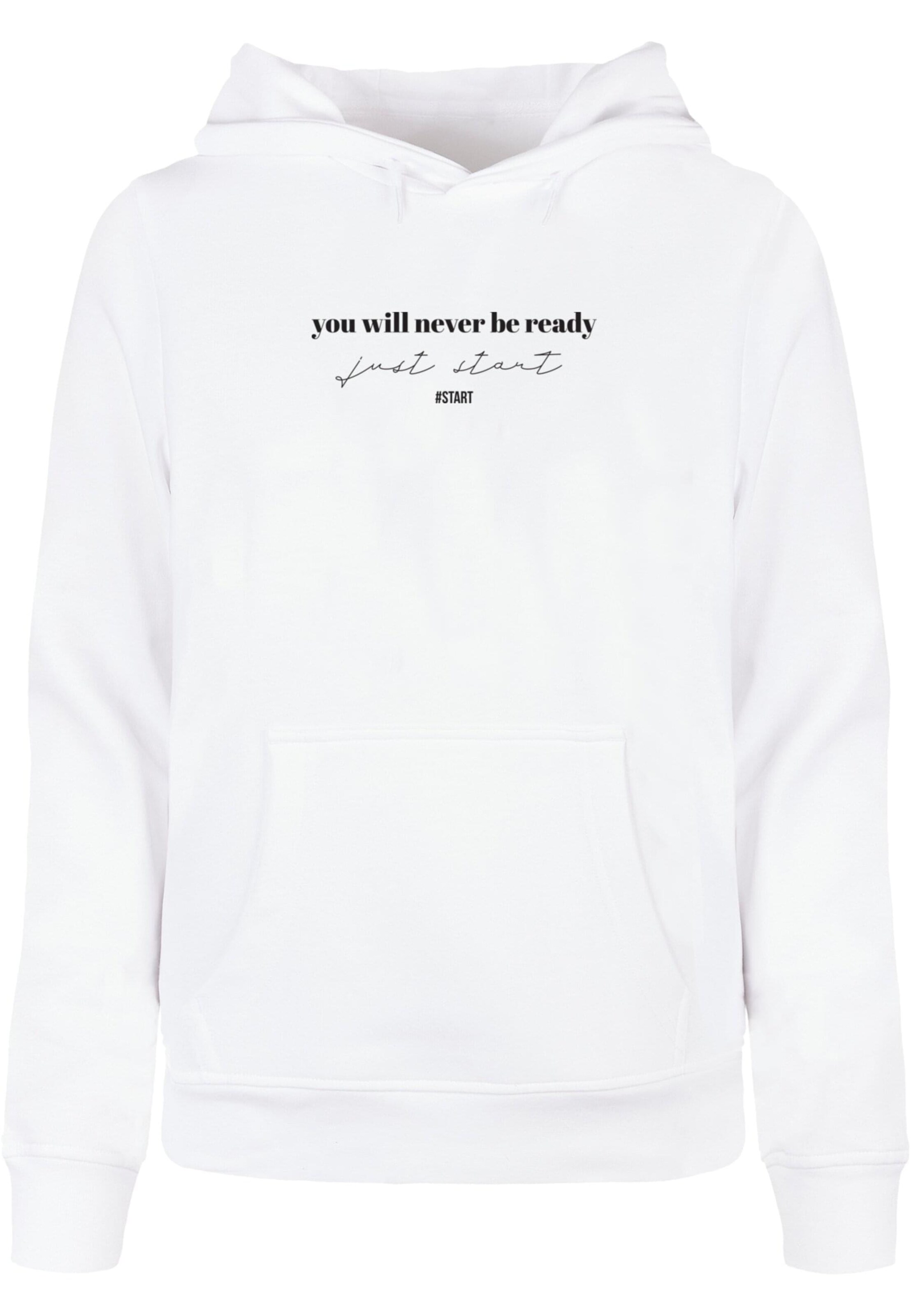 Merchcode Sweatshirt 'Just Start' in White: front