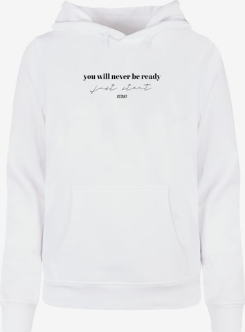 Merchcode Sweatshirt 'Just Start' in Weiß: predná strana