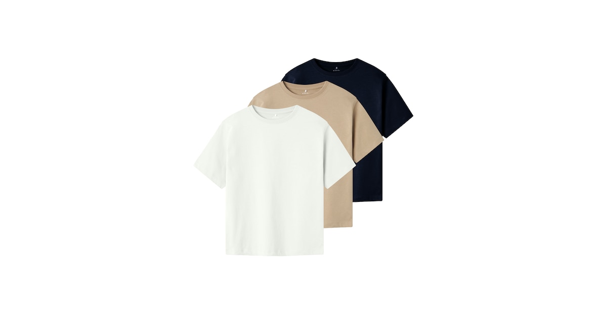 NAME IT T-Shirt 'NKMVobbo' in Camel, Schwarz, Weiß